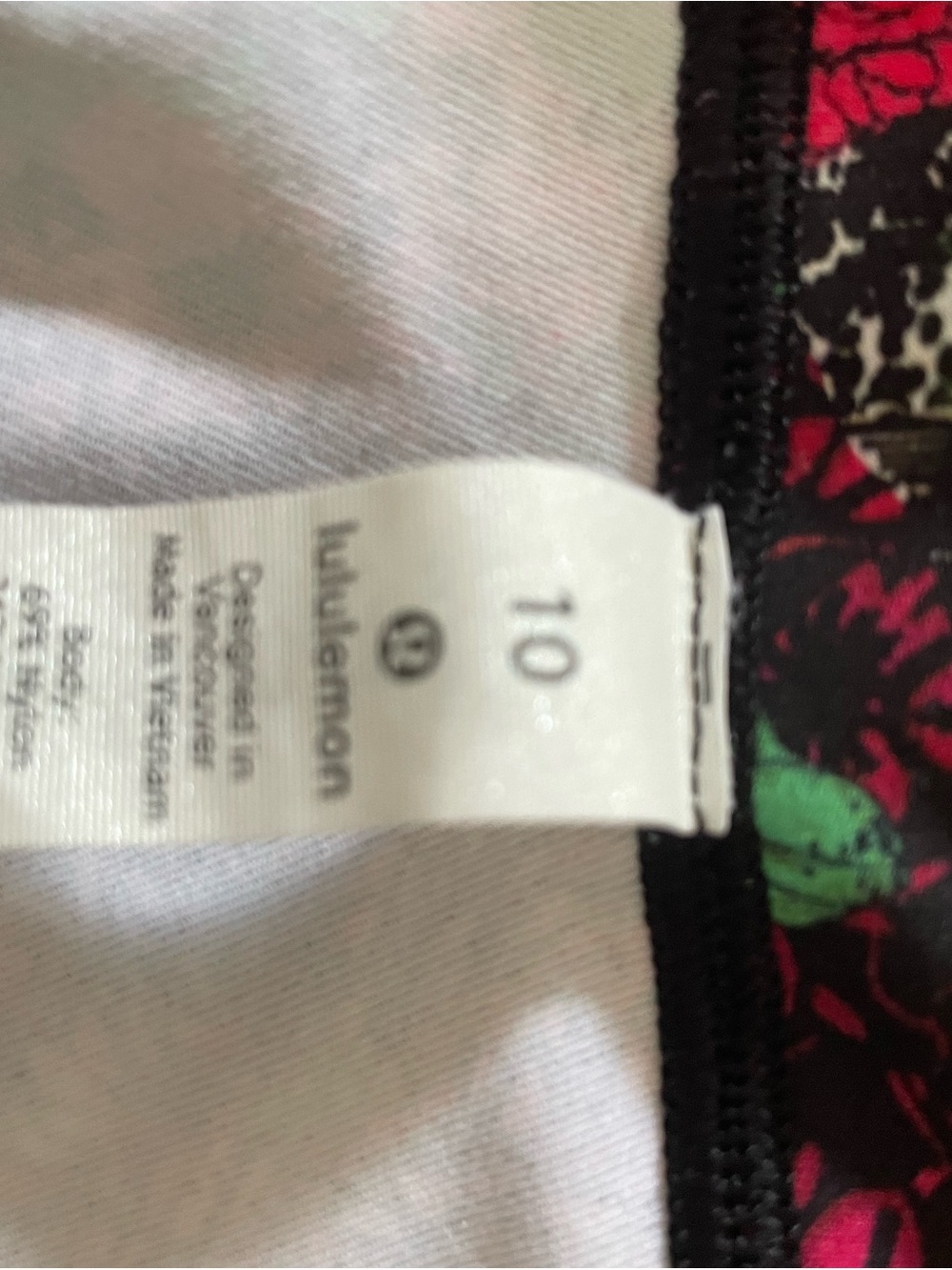 lululemon athletica Black Floral Leggings with Pink & Green Accents